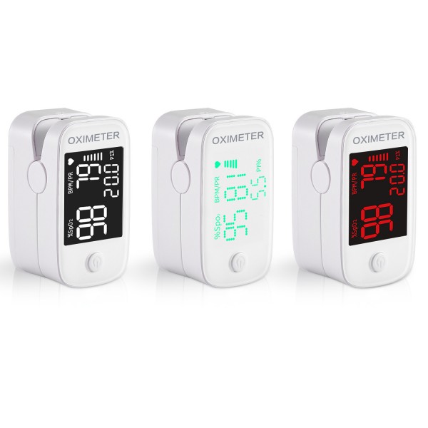 Finger Pulse Oximeter Portable Blood Oxygen Saturation Monitor with There Colors Screen