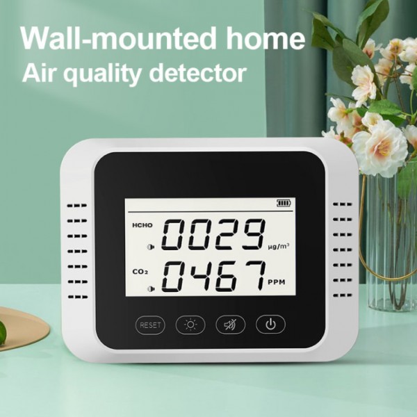 Wall-mounted Home Air Quality Detector, Formaldehyde and Carbon Dioxide Detector, Model X7