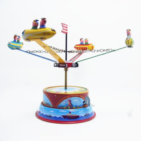 Amusement Park Rotating Plane Wind Up Tin Toy