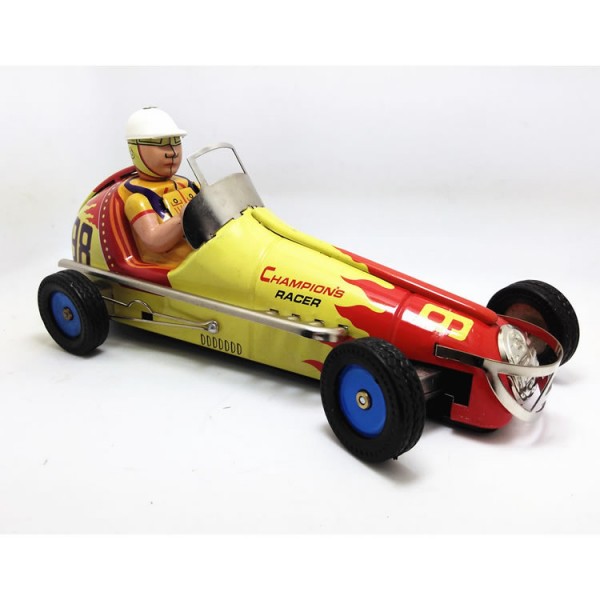 Vintage Car Racer Wind Up Tin Toy