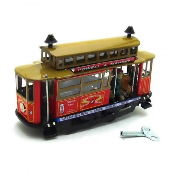 Vintage Tramcar Wind Up Tin Toy