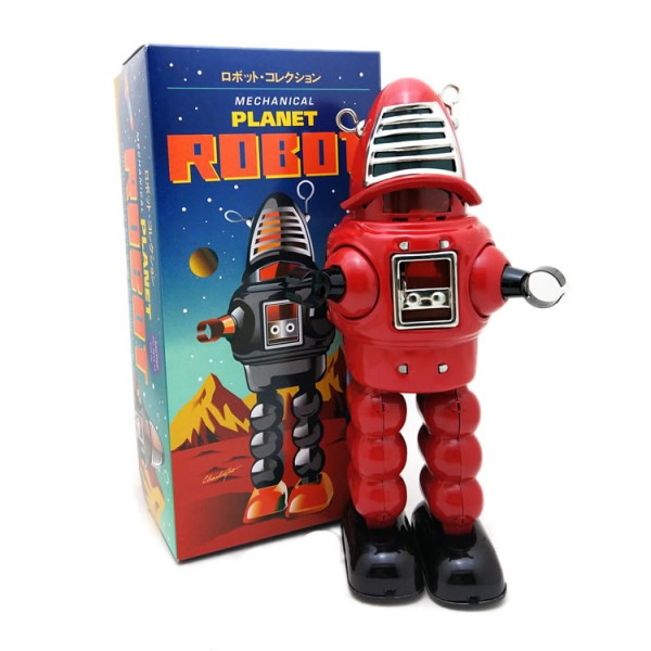 Robot 1950s Classic Wind Up Toy Robot, Red