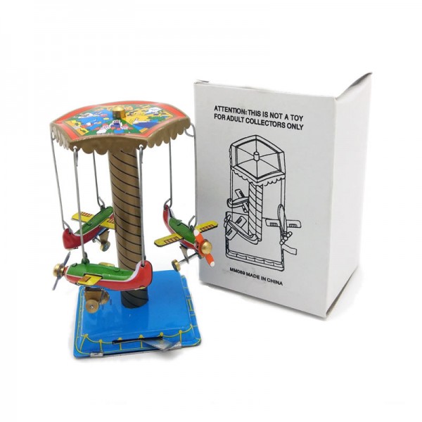 Amusement Park Rotating Aircraft Tower Wind Up Tin Toy