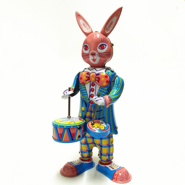 Rabbit Drummer Wind Up Tin Toy