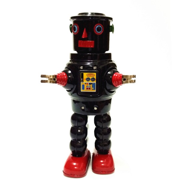 Roby Robot Wind Up Tin Toy, Black