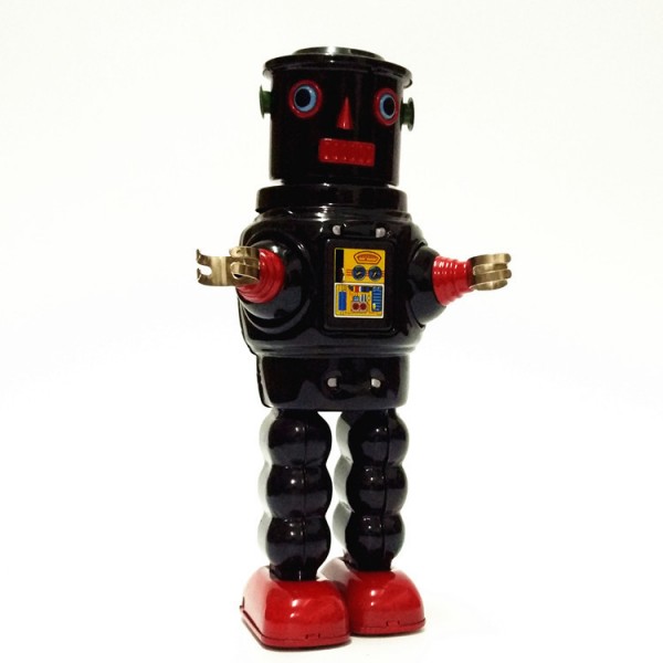 Roby Robot Wind Up Tin Toy, Black