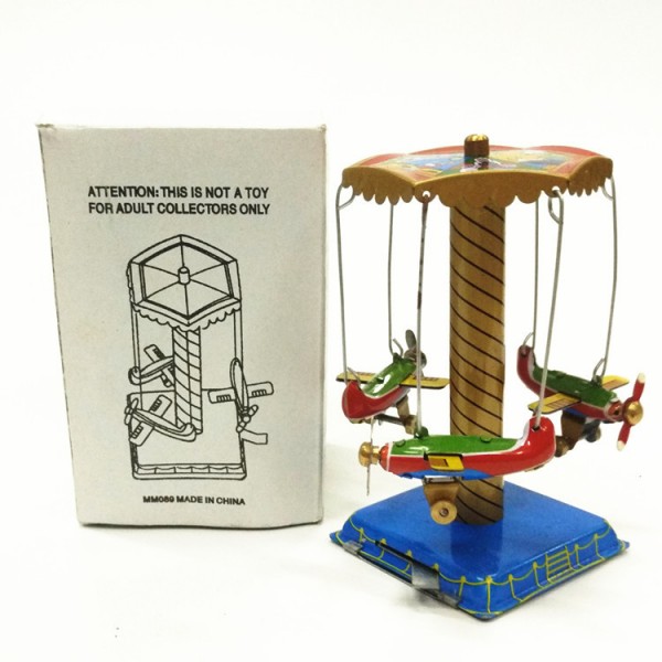 Amusement Park Rotating Plane Tower Wind Up Tin Toy