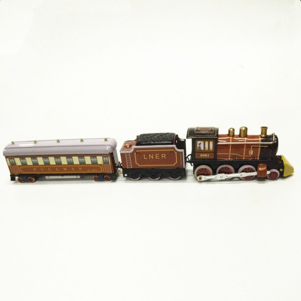 Train Wind Up Tin Toy, Brown