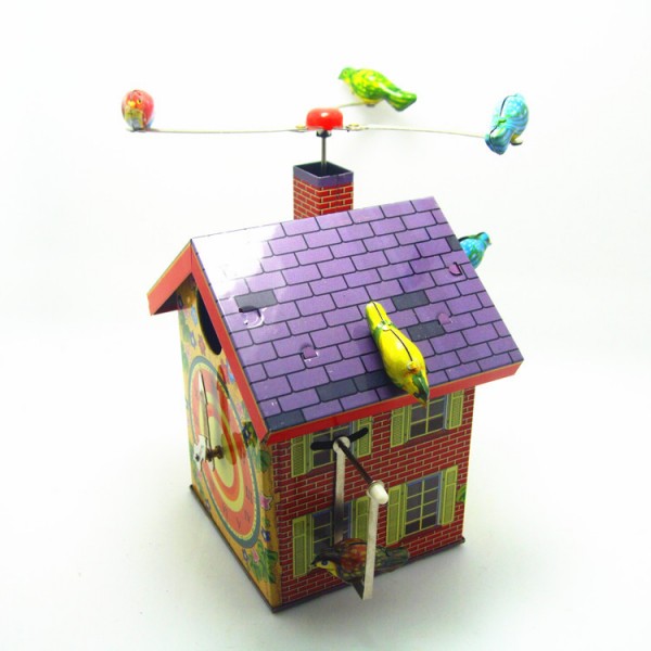 Bird House Wind Up Tin Toy