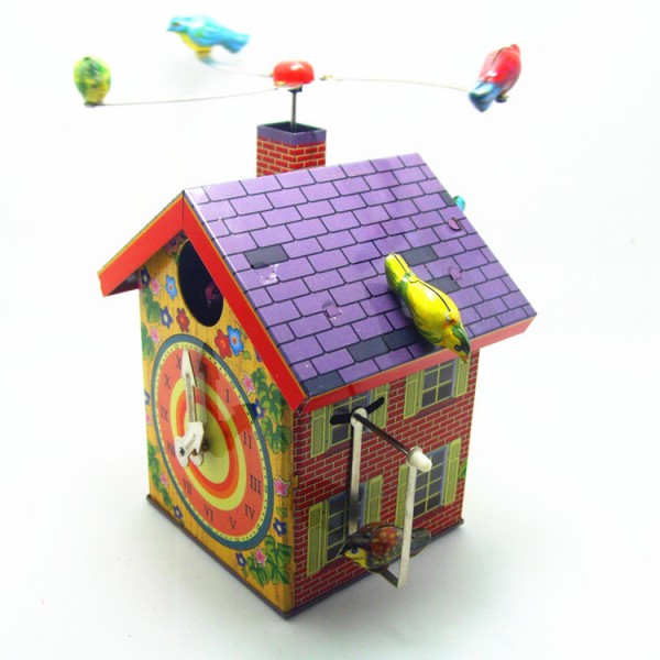 Bird House Wind Up Tin Toy