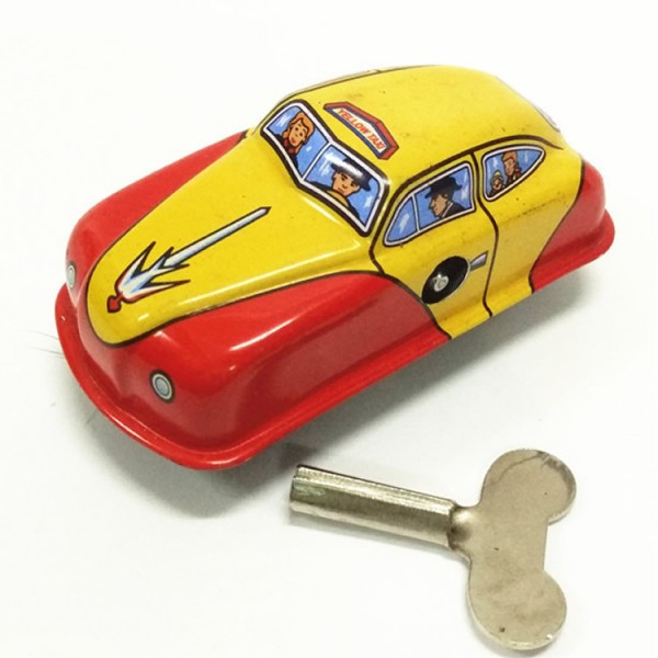 Mini Yellow Taxi Wind Up Tin Toy