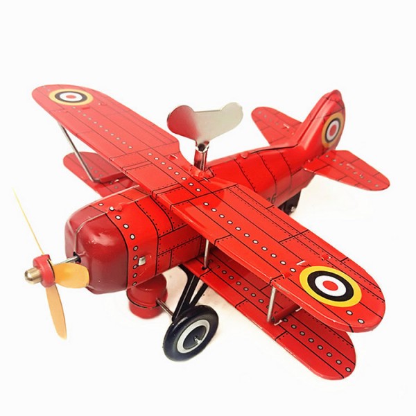 Old Fashioned Aircraft Wind Up Tin Plane Toy, Red