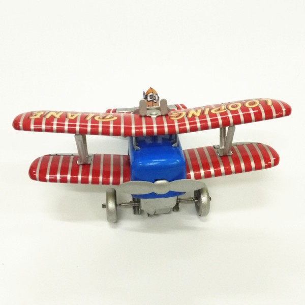 Biplane Aircraft Wind Up Tin Plane Toy