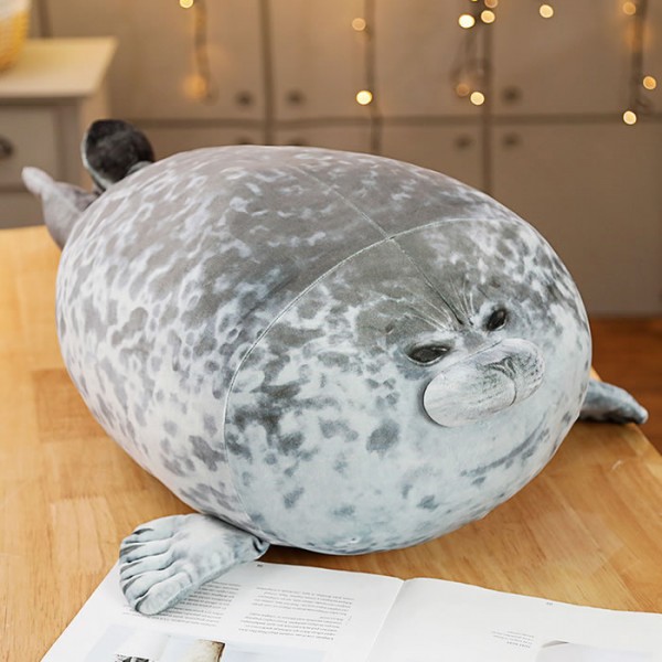 Seal Plush Toy Soft Cotton Plush Pillow, Sea Animal Plush Toy, 23.6 Inche (60 cm), Grey