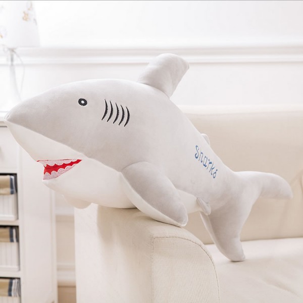 Grey Shark Plush Toy, Sea Animal Soft Cotton Plush Pillow, 21.6 Inch (55 cm)