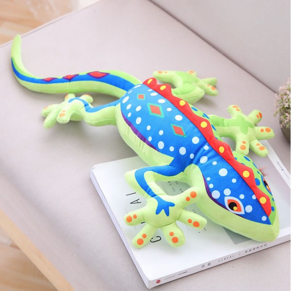 Gecko Plush Toy, Animal Soft Cotton Gecko Plush Toy, 21.6 Inch (55 cm), Green and Blue