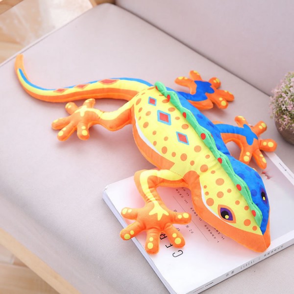 Gecko Plush Toy, Animal Soft Cotton Gecko Plush Pillow, 21.6 Inch (55 cm), Orange and Blue