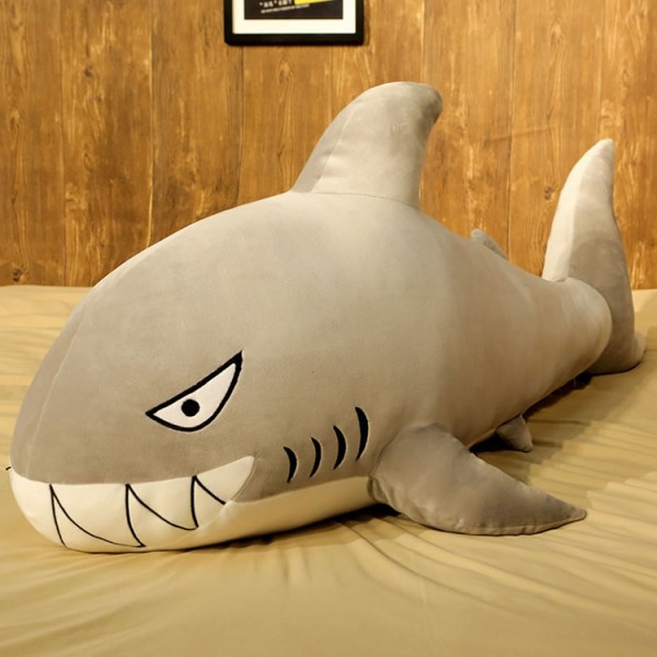 Shark Plush Toy, Sea Animal Soft Cotton Shark Plush Pillow, 23.6 Inch (60 cm), Grey