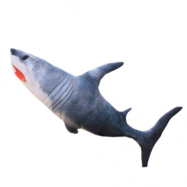 Realistic Shark Plush Toy, Sea Animal Soft Cotton Shark Plush Pillow, 23.6 Inch (60 cm), Grey