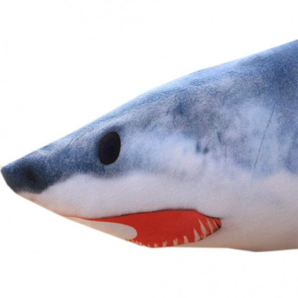 Realistic Shark Plush Toy, Sea Animal Soft Cotton Shark Plush Pillow, 23.6 Inch (60 cm), Grey