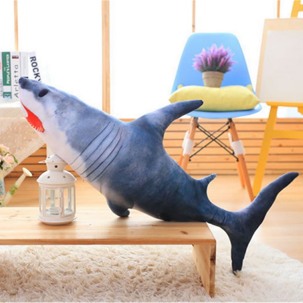 Realistic Shark Plush Toy, Sea Animal Soft Cotton Shark Plush Pillow, 23.6 Inch (60 cm), Grey