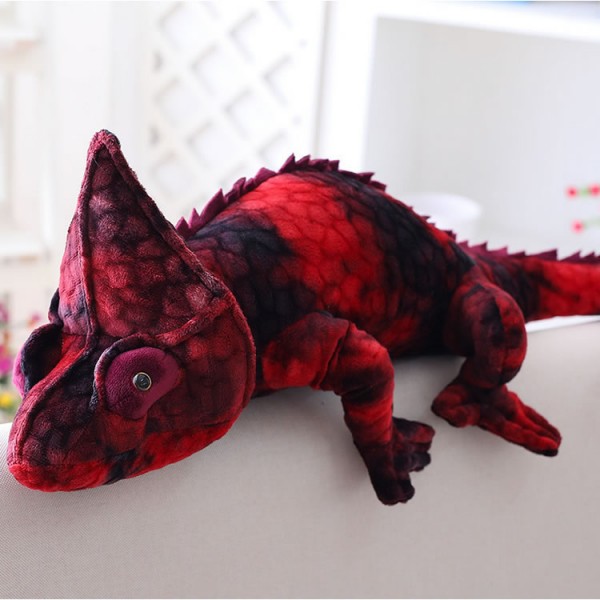 Realistic Wild Chameleon Plush Toy, Animal Soft Cotton Chameleon Plush Pillow, 27.5 Inch (70 cm), Red