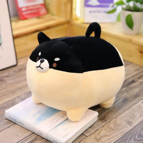 Shiba Inu Big Soft Plush Pillow, Cute Puppy Plush Toys,  16" Stuffed Dog Toy, Black