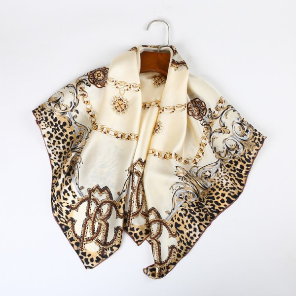 100% Pure Silk Scarf Soft and Comfortable Large Square Scarf 35" x 35" (90 x 90 cm), Leopard Print