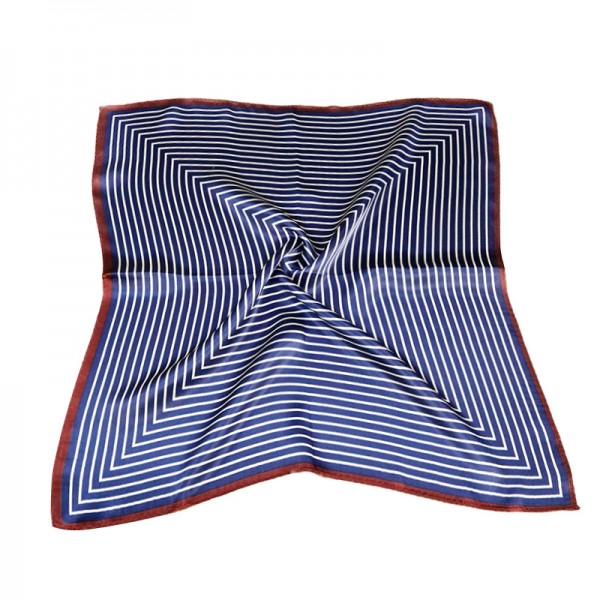 100% Pure Silk Scarf Classcial Square Pattern Small Square Scarf 21" x 21" (53 x 53 cm), Blue