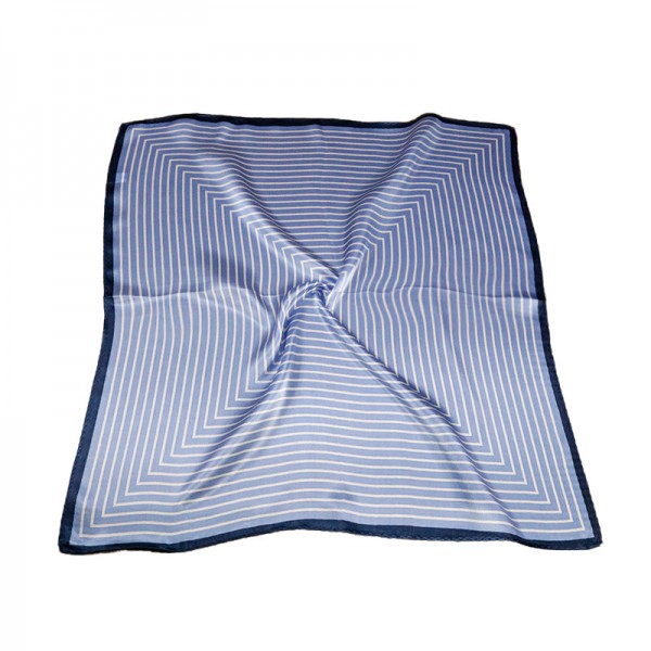 100% Pure Silk Scarf Classcial Square Pattern Small Square Scarf 21" x 21" (53 x 53 cm), Light Blue