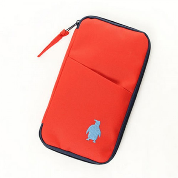High capacity canvas pencil case 7.8"x4.7"x0.5" red, UP-700