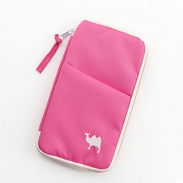 High capacity canvas pencil case 7.8"x4.7"x0.5" pink, UP-700