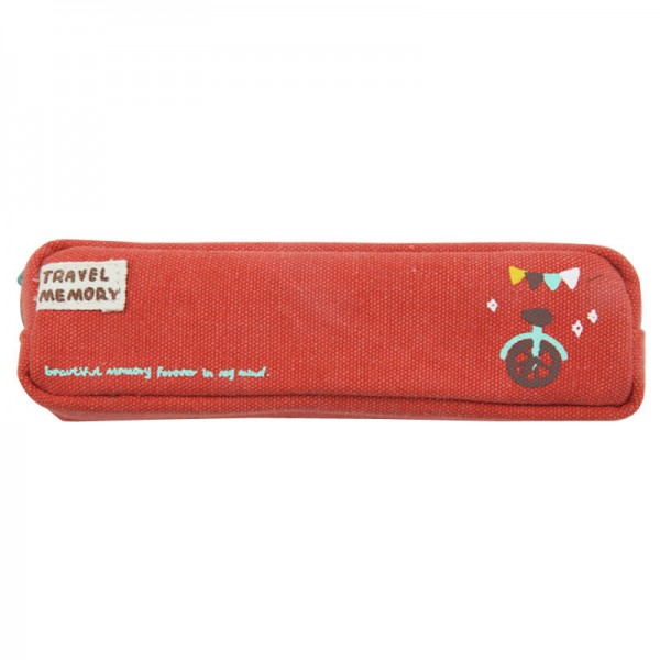 GuangBo canvas pencil case 7.2"x1.7"x1.7" red, HBD02301