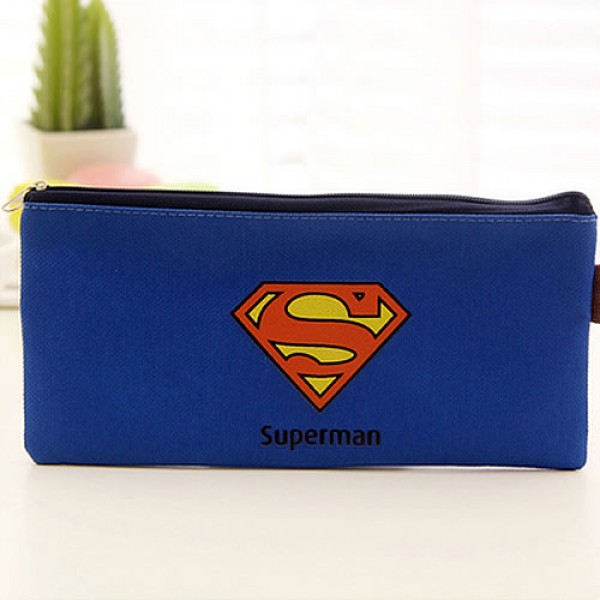 Hero series superman canvas pencil case 7.8"x3.4" blue