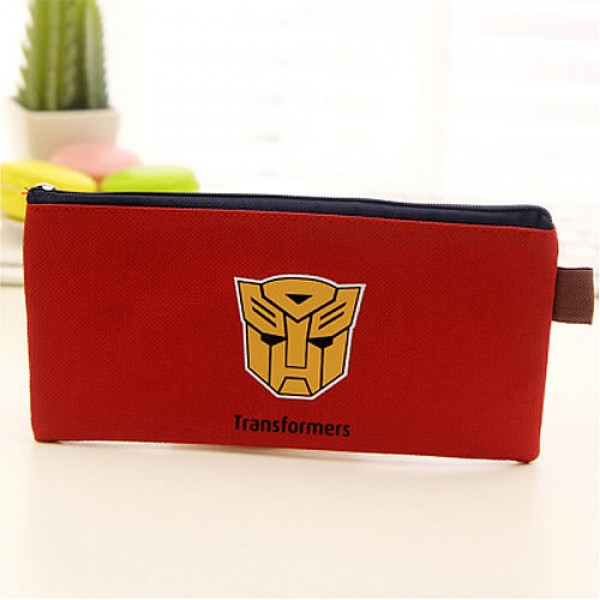 Hero series transformers canvas pencil case 7.8"x3.4" red