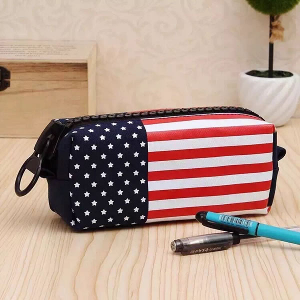 National flag series big zipper pencil case 7.8"x3.3"x2.9", American flag