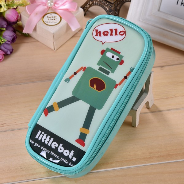 High Capacity Robot Pencil Case Waterproof Pencil Case, Green