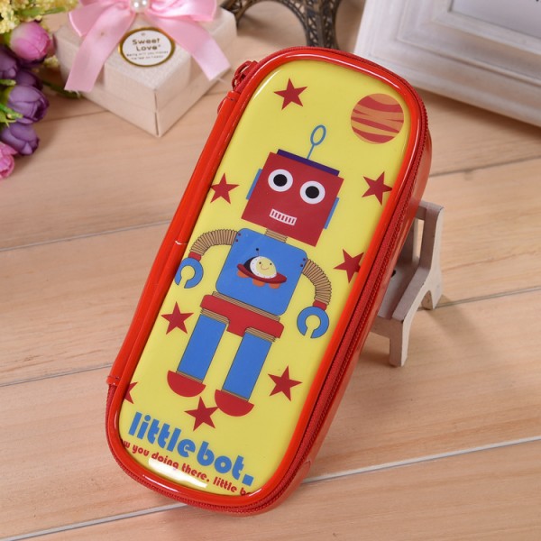 High Capacity Robot Pencil Case Waterproof Pencil Case, Red