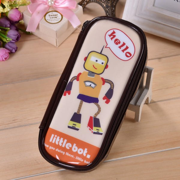 High Capacity Robot Pencil Case Waterproof Pencil Case, Coffee