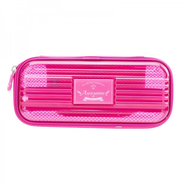 Deli Transparent Multifunctional Pencil Case Bright Pink, 66773