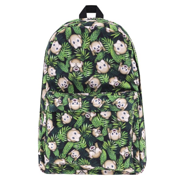 Monkeys Pattern Backpack, Daily Use Pattern Backpack, Comfortable Casual Daypack