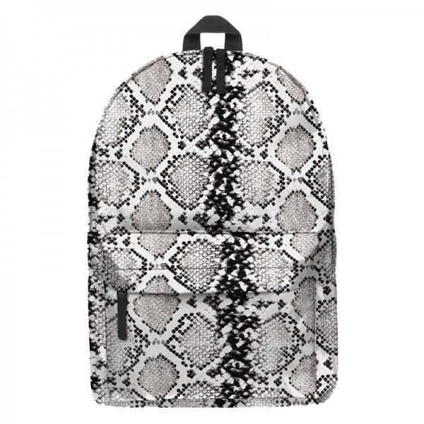 Snake Skin Pattern Backpack, Daily Use Pattern Backpack, Comfortable Casual Daypack, Grayish 602780