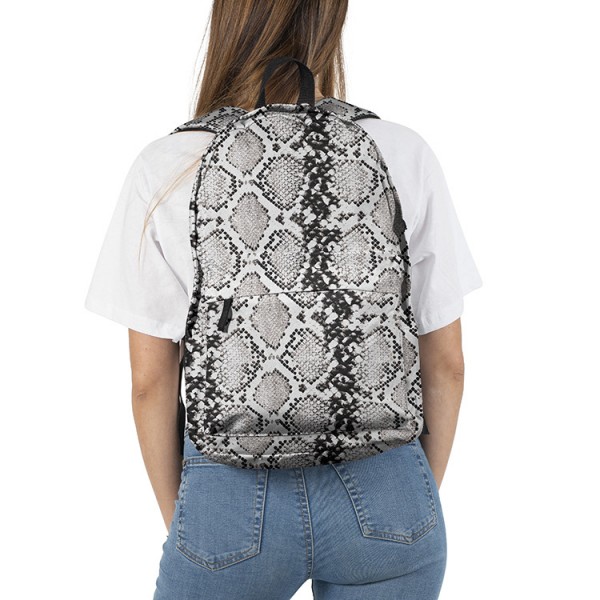 Snake Skin Pattern Backpack, Daily Use Pattern Backpack, Comfortable Casual Daypack, Grayish 602780