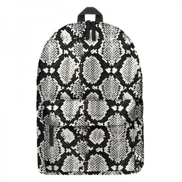 Snake Skin Pattern Backpack, Daily Use Pattern Backpack, Comfortable Casual Daypack, Black 602784