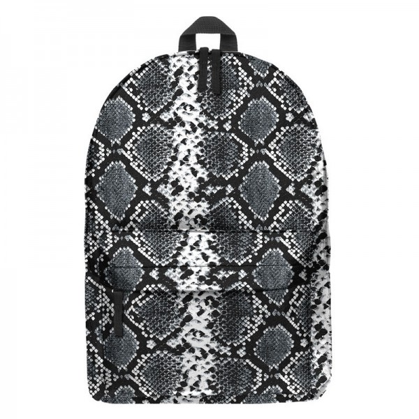 Snake Skin Pattern Backpack, Daily Use Pattern Backpack, Comfortable Casual Daypack, Dark Gray 602786