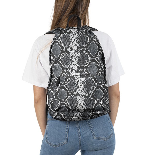 Snake Skin Pattern Backpack, Daily Use Pattern Backpack, Comfortable Casual Daypack, Dark Gray 602786