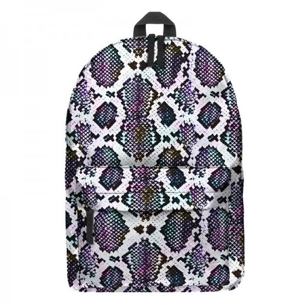 Snake Skin Pattern Backpack, Daily Use Pattern Backpack, Comfortable Casual Daypack, Purple 602787