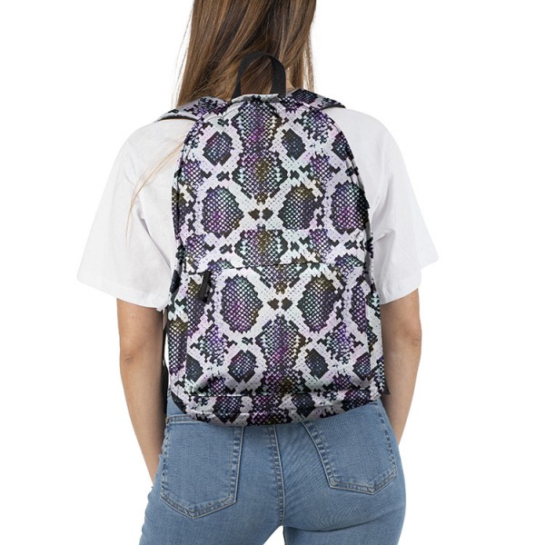 Snake Skin Pattern Backpack, Daily Use Pattern Backpack, Comfortable Casual Daypack, Purple 602787