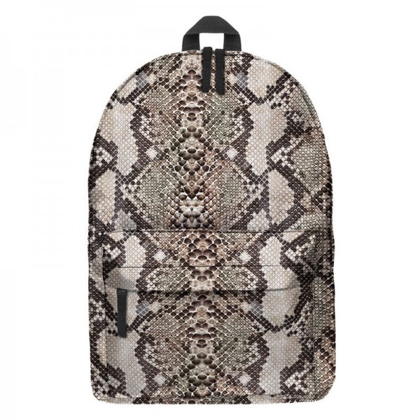 Snake Skin Pattern Backpack, Daily Use Pattern Backpack, Comfortable Casual Daypack, Brown 700448