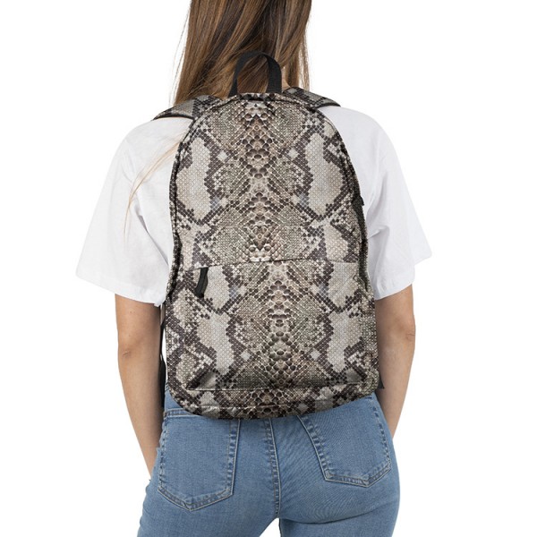 Snake Skin Pattern Backpack, Daily Use Pattern Backpack, Comfortable Casual Daypack, Brown 700448